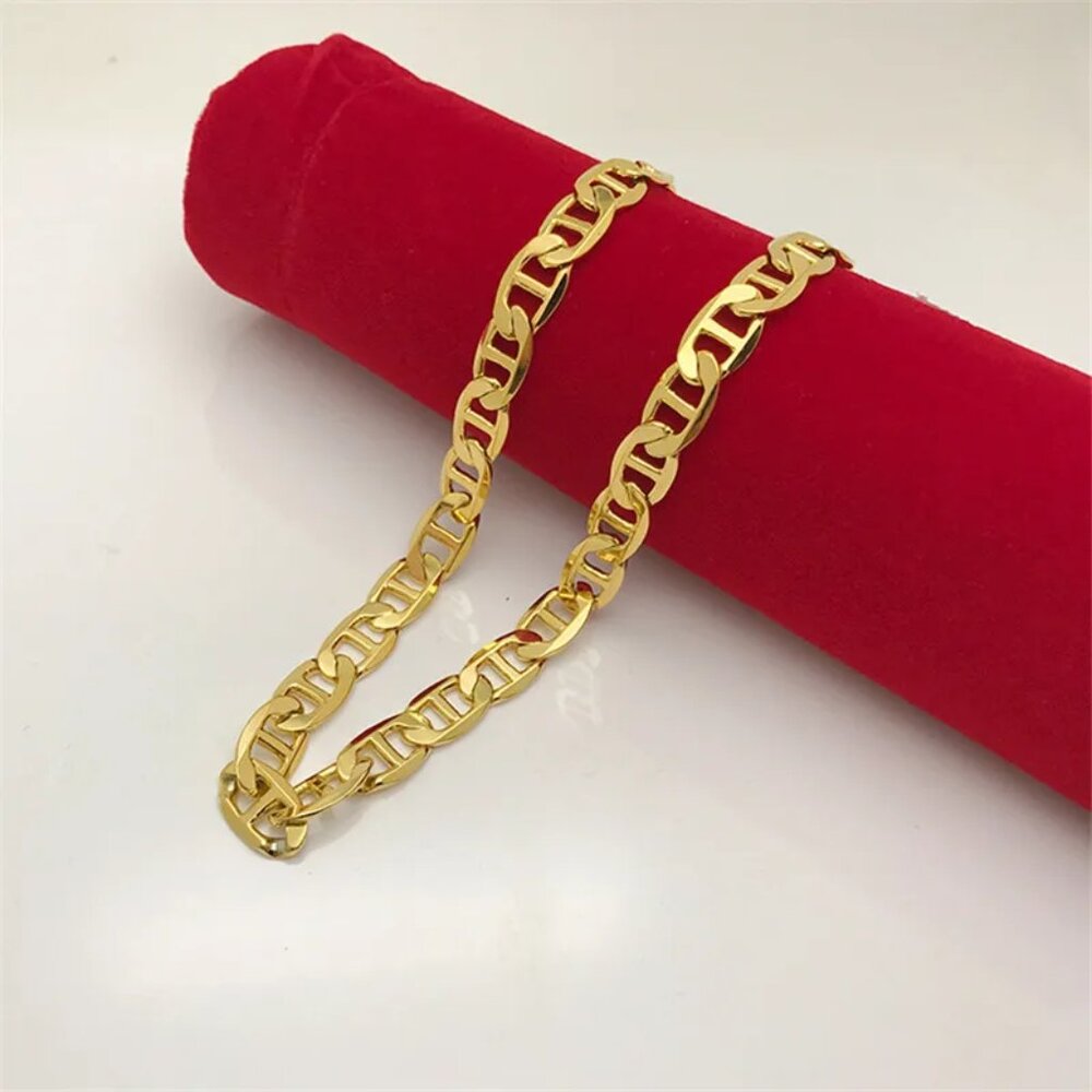 🥇Beautiful 22" Mariner Link Chain, 6mm Wide, Yellow Gold - Picture 2 of 6